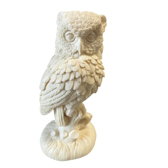Vintage A. Santini Alabaster Cream White Owl Sculpture Made In Italy - Picture 5 of 6